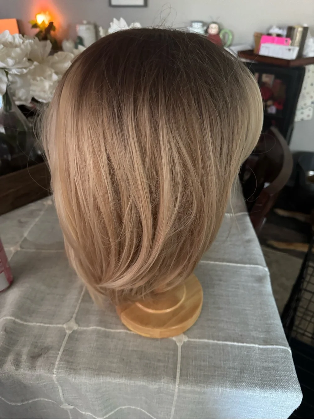 Natural Light Blonde Layered Wig with Bangs - Women Hair